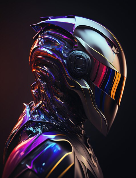 Futuristic chrome helmet
