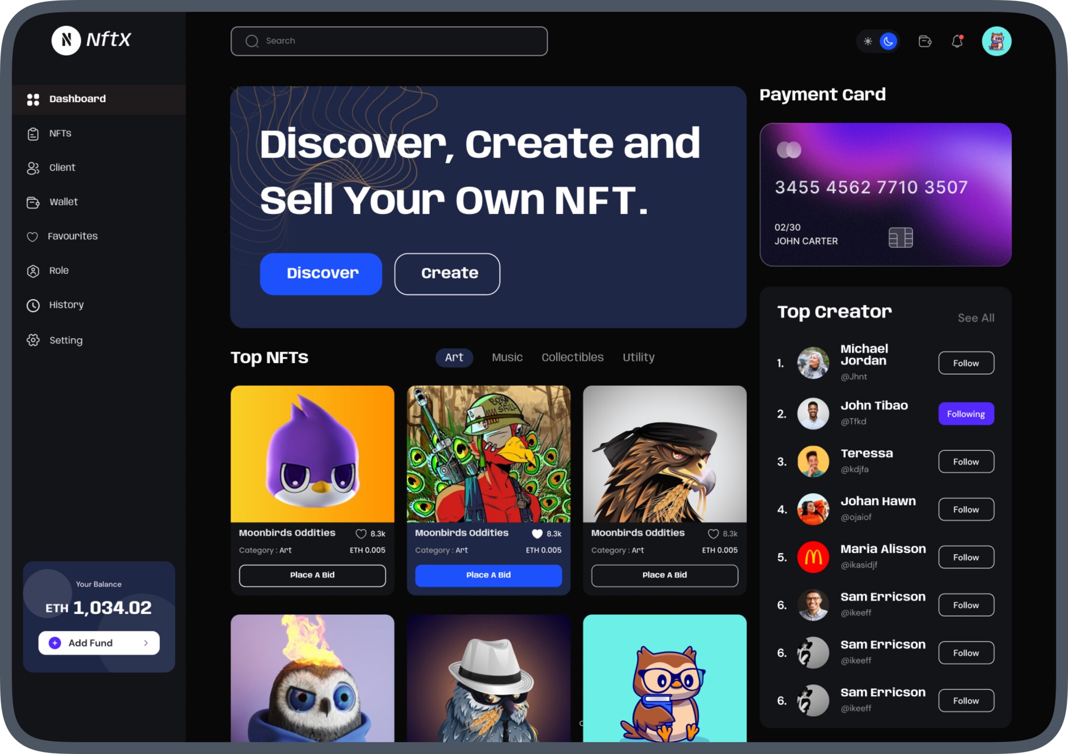 NftX dashboard